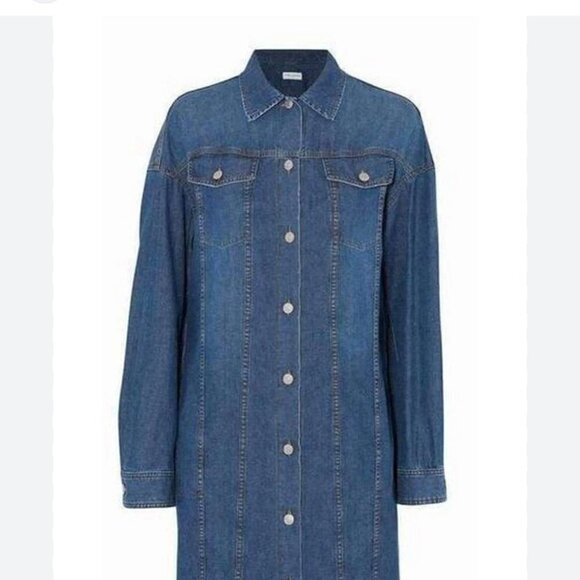 Dries Van Noten Denim Button Down Shirt Dress Blue Size M - Picture 3 of 11
